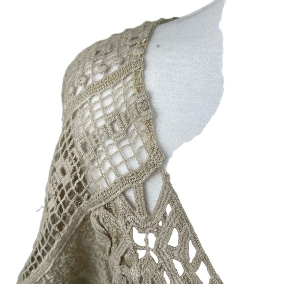 XCVI Crochet Knit Top Medium Cream Bohemian Boho Open Weave Sheer Lightweight - Picture 10 of 13